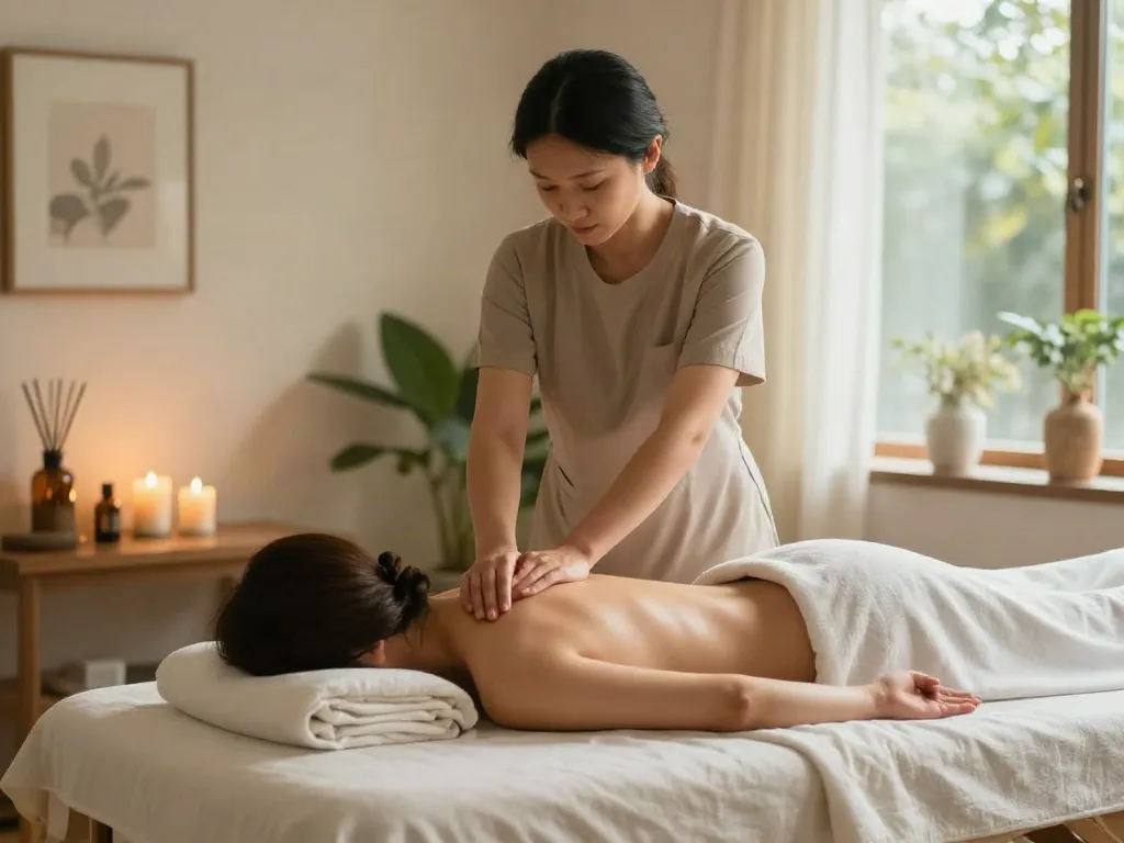 Experience serene 성북출장안마 massage therapy in a calming home environment.